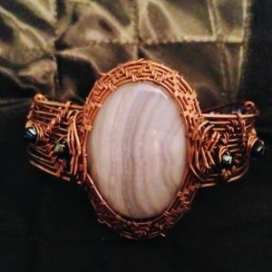 Blue Lace Agate Bangle Bracelet